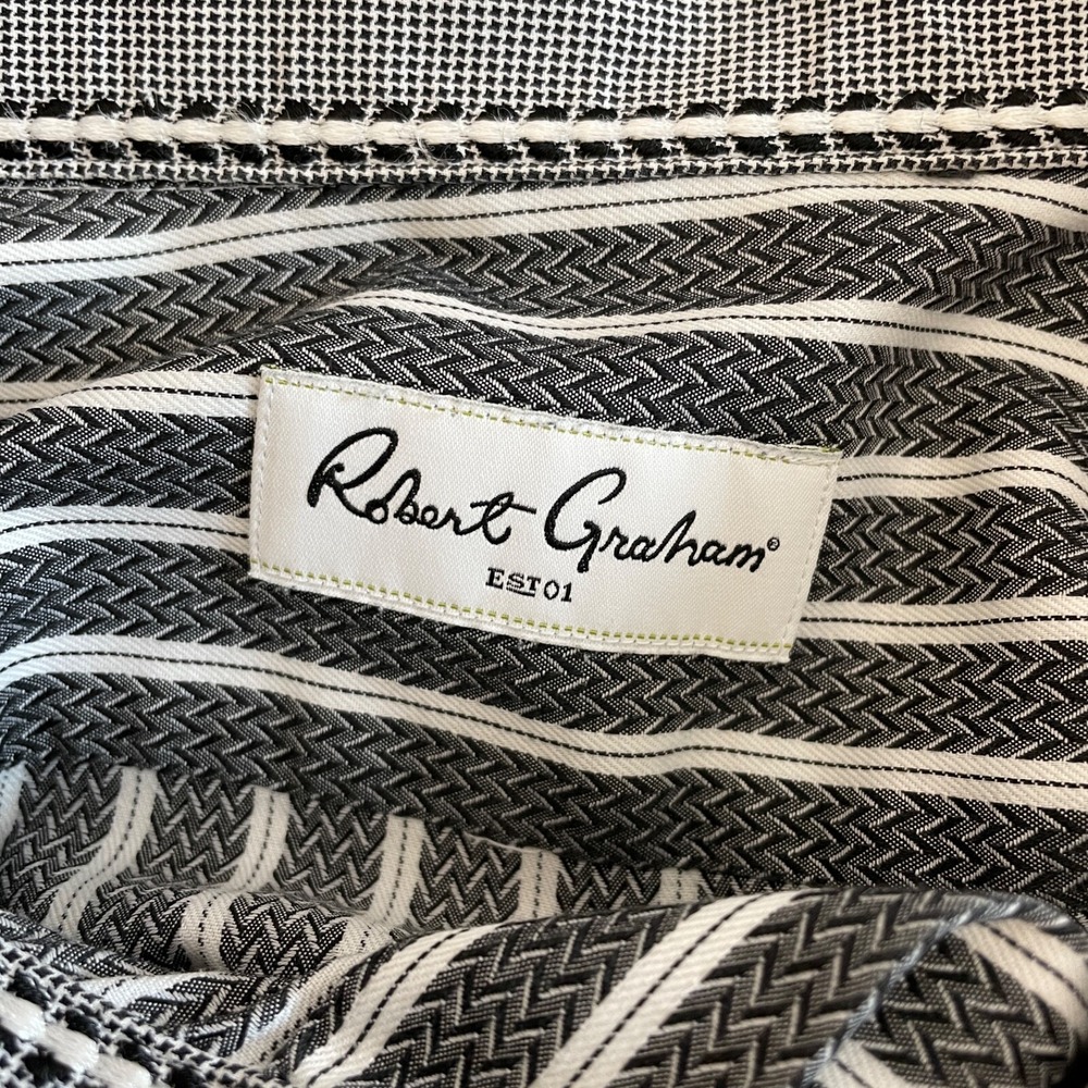 Robert Graham Mens Button Down Shirt 48 19 Tall 100 Cotton Stripe - Picture 6 of 8